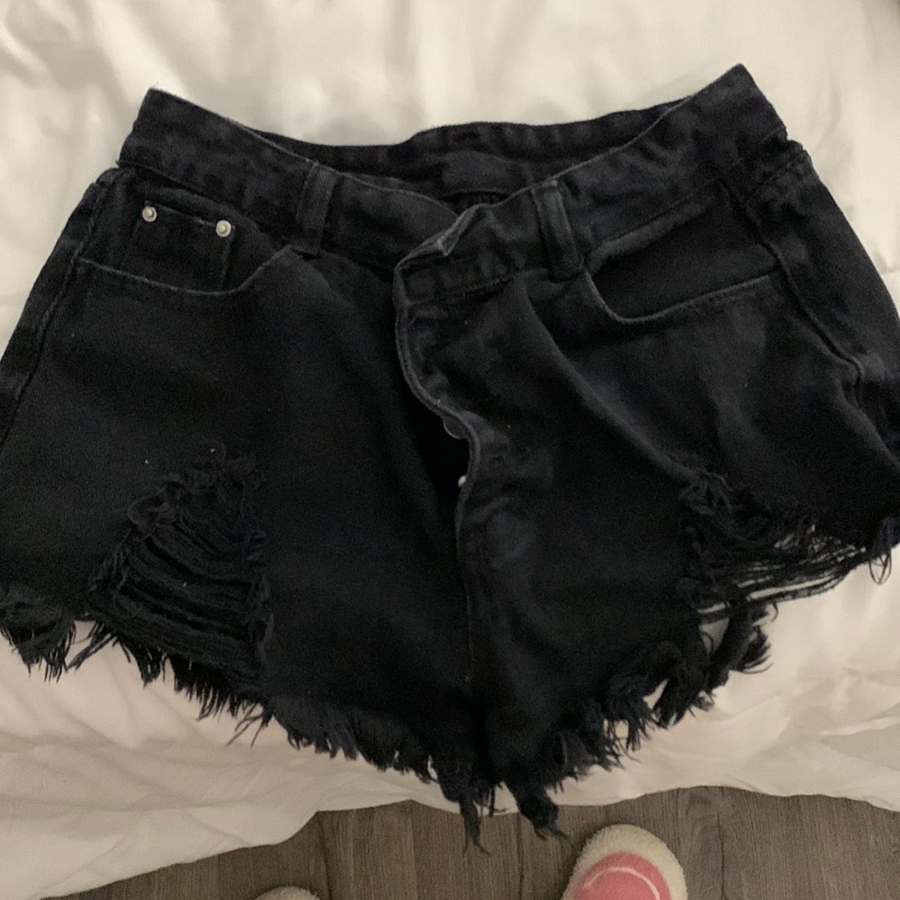 Black shorts with rips